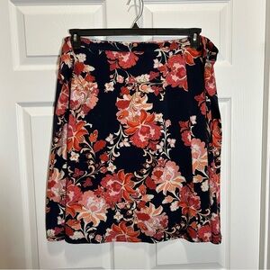 Jaclyn Smith Orange Pink Floral Knee-Length A-Line Skirt